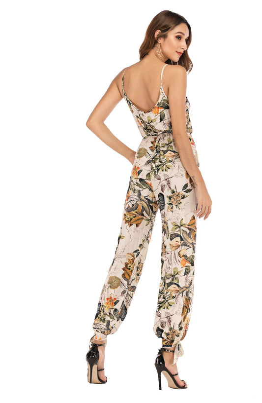 Pantalones largos con tirantes y escote en V profundo, sexys, sin espalda, para primavera y verano