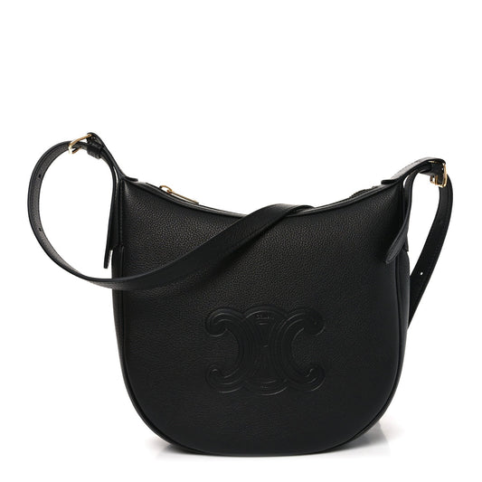 Supple Calfskin Cuir Triomphe Small Heloise Shoulder Bag Black