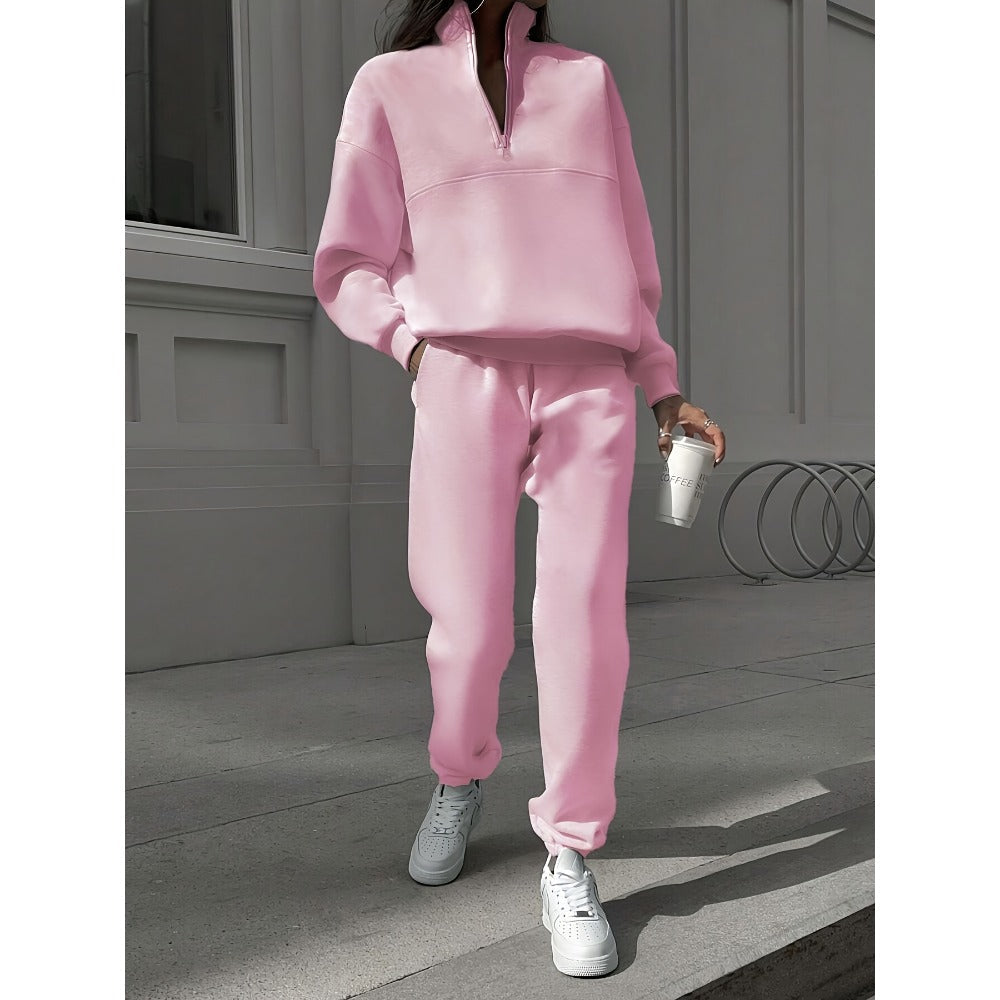 Half Zip Sweatshirt and Jogger Set for Women - Stefania