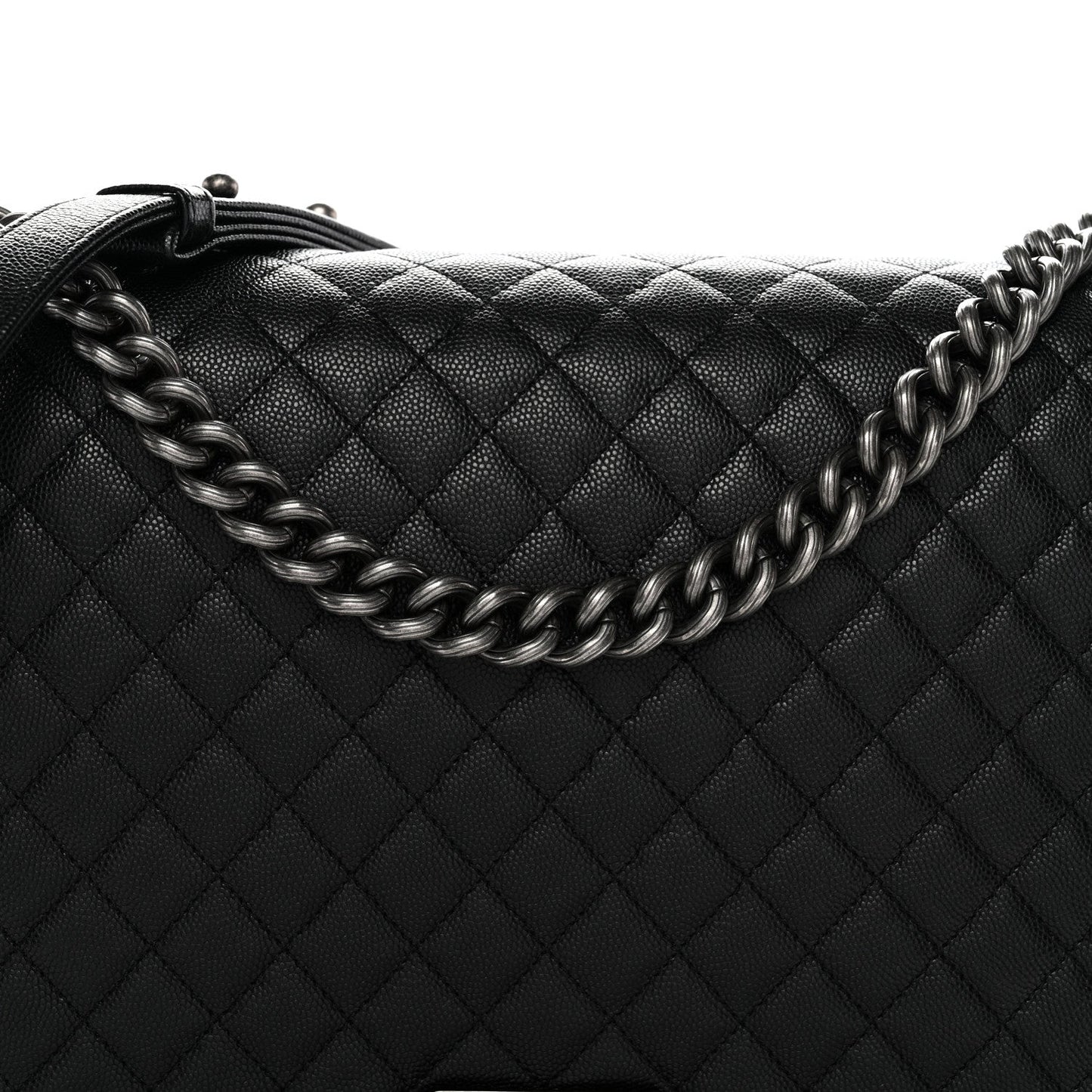 Caviar Quilted Large Boy Flap Black