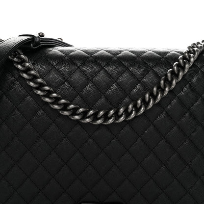 Caviar Quilted Large Boy Flap Black