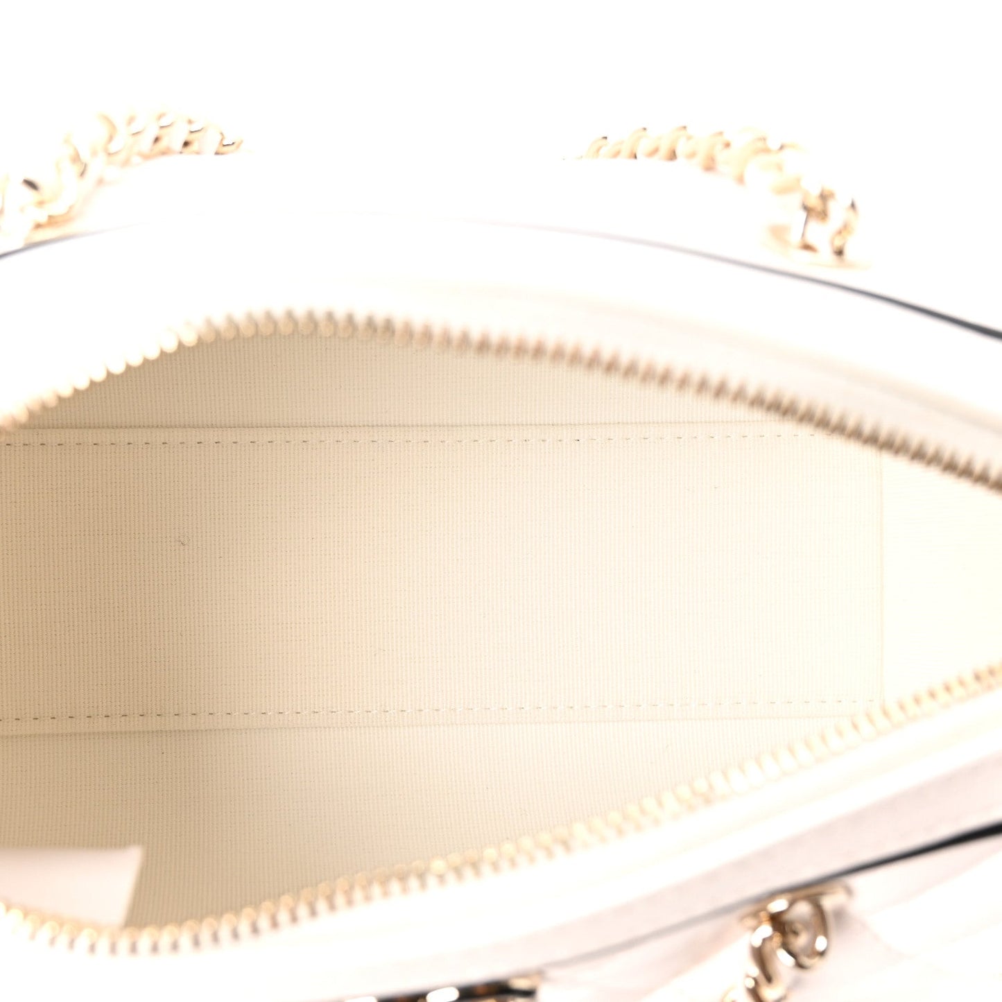 Lambskin Quilted Barrel Clutch With Chain White