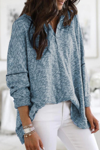 Tops casuales de cuello en V con botones sólidos