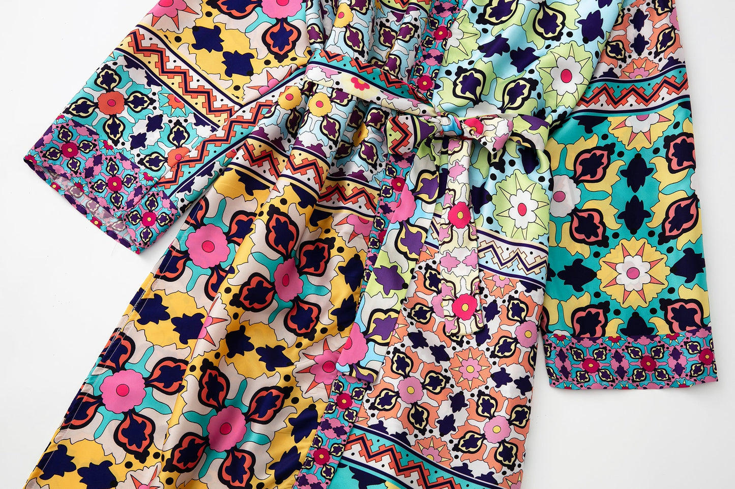 Vestido kimono estampado con cinturón para mujer, ropa informal de verano