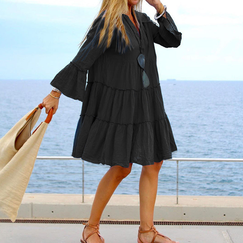 Autumn Jumpsuit Women Loose Stitching Dress