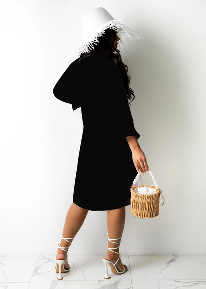 Ropa de mujer, vestido casual con cuello y botones, sin cinturón