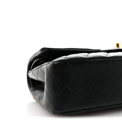 Lambskin Quilted Medium Double Flap Black
