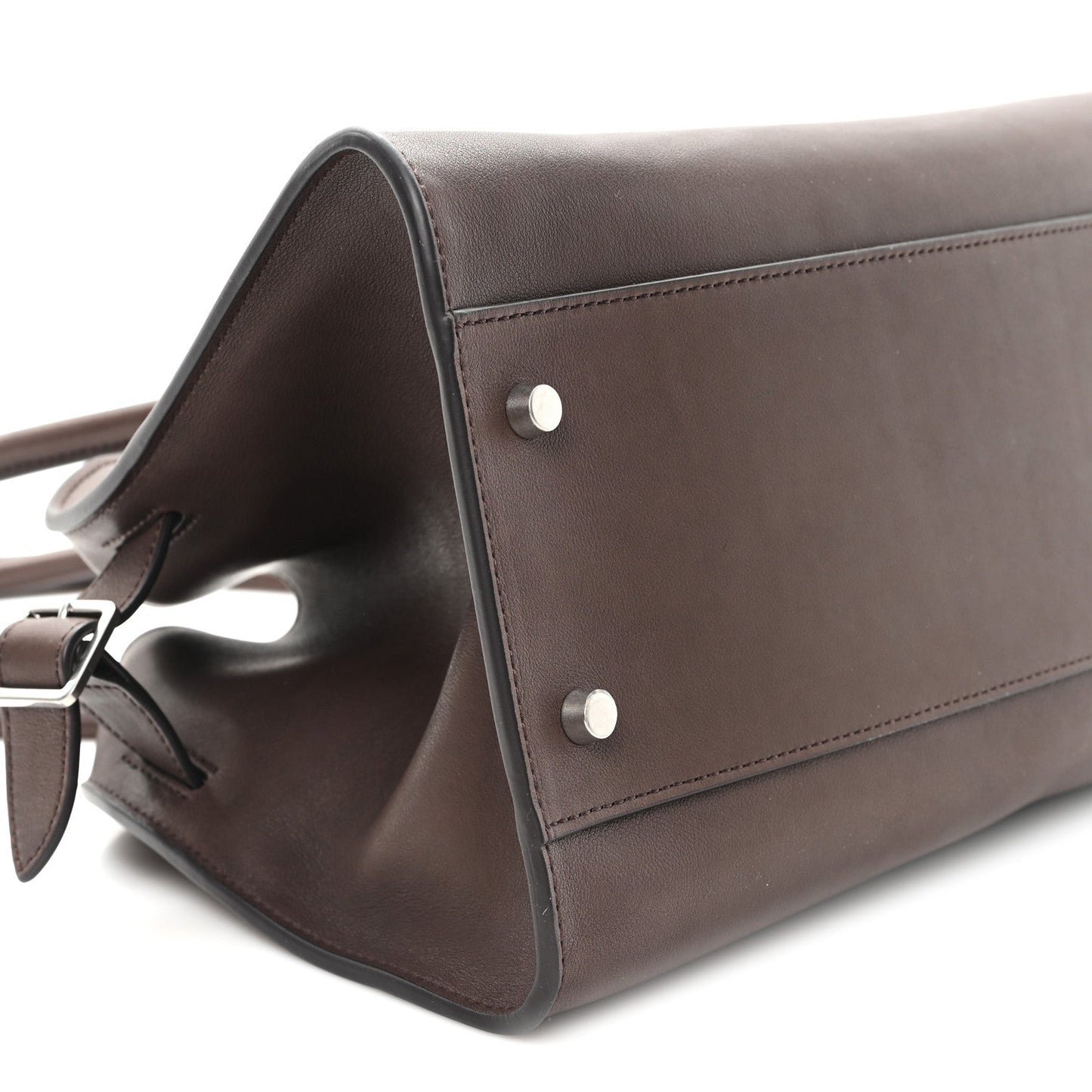 Polished Saddle Calfskin Margaux Shoulder 12 Hippo Grey