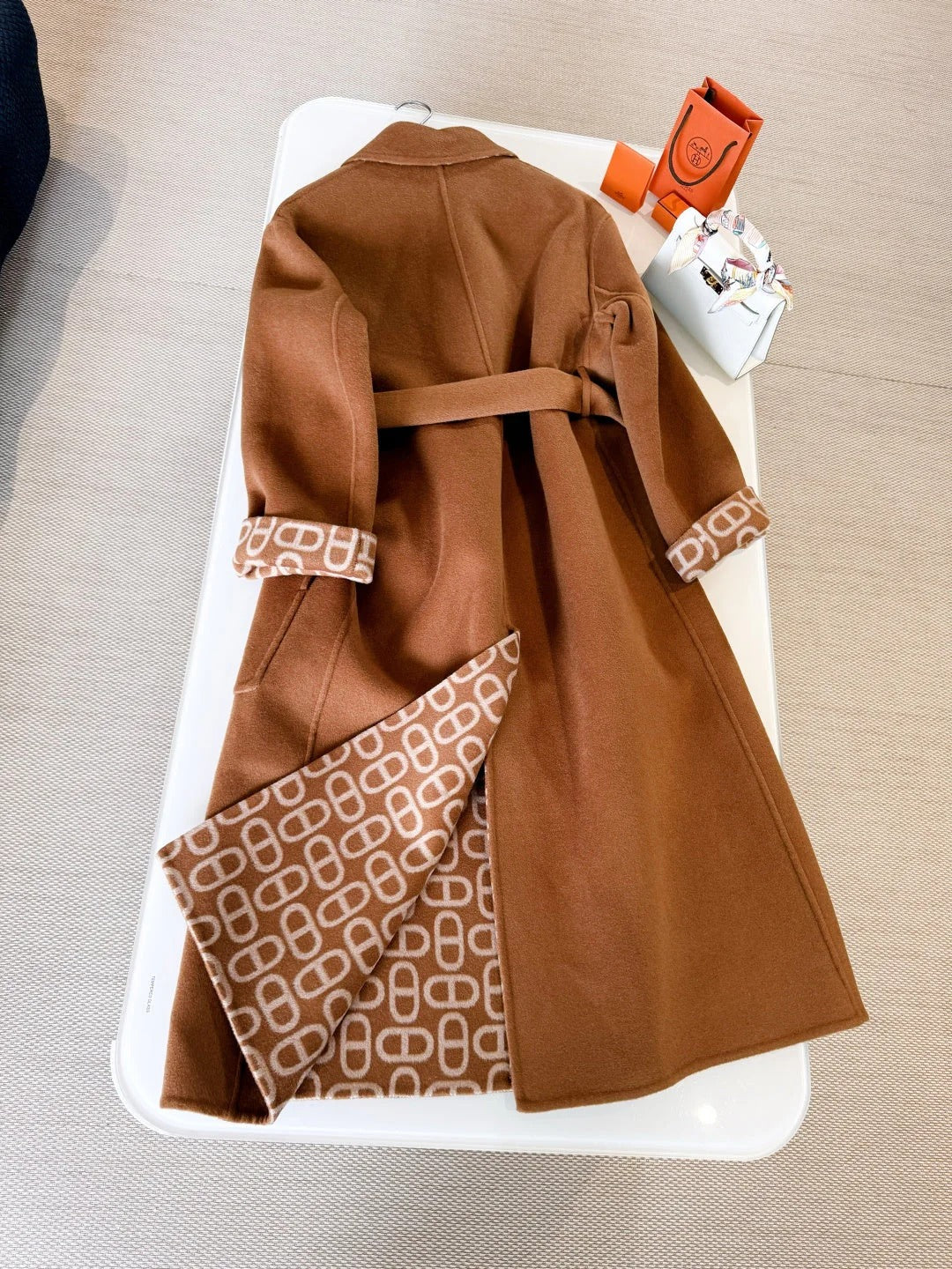HERMES 25S BELTED CASHMERE PEACOAT 267
