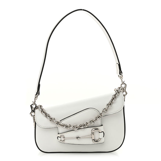 Demetra Mini Horsebit 1955 Asymmetric Shoulder Bag Great White