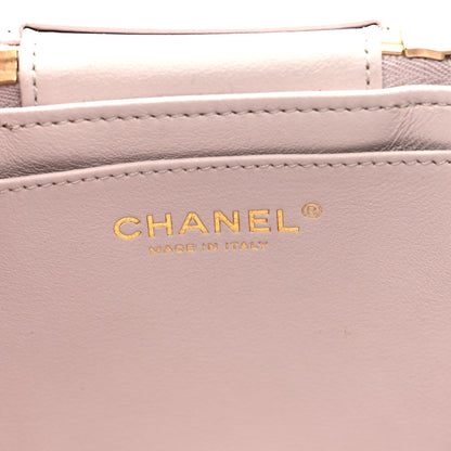 Lambskin Quilted Trendy Vanity Case Lilac