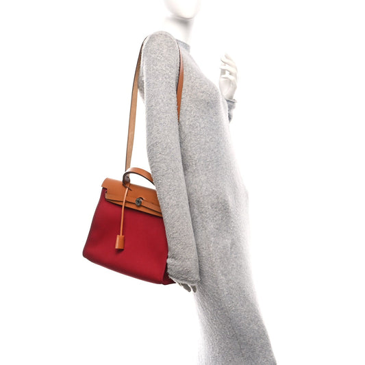 Vache Hunter Toile Herbag Zip 31 PM Rouge Grenat Natural