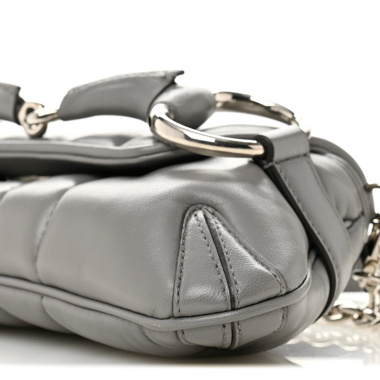 Nappa Vertical Matelasse Small Maxi Horsebit Chain Shoulder Bag Gray