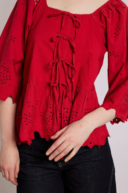 lana blouse - red