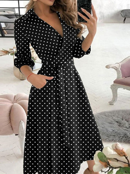 Maxi Dresses Long Sleeves Red Animal Print V-Neck Lace up Maxi Layered   Long Dress