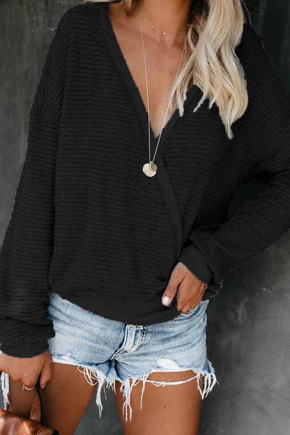 Top de punto con diseño cruzado informal (3 colores)