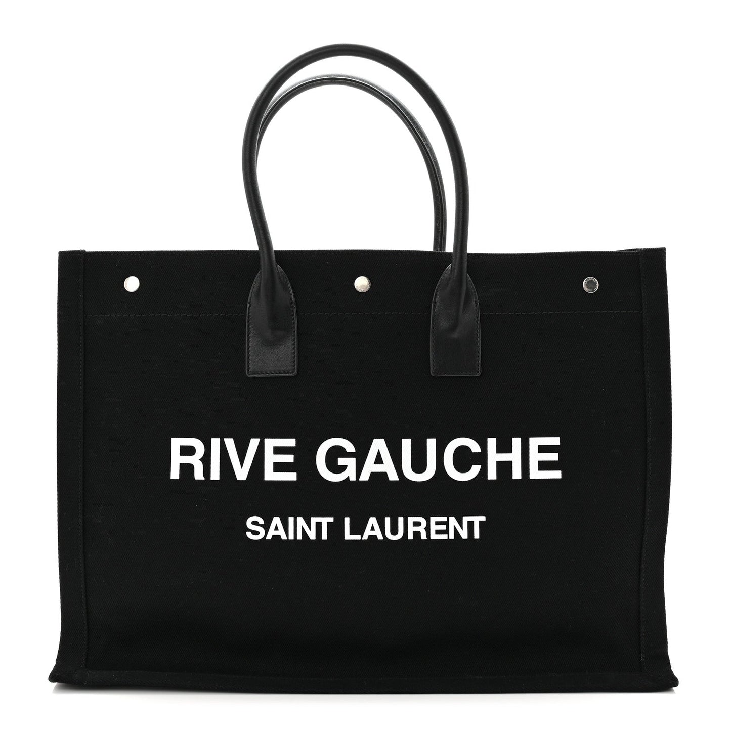 Linen Calfskin Rive Gauche Tote Black