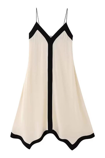 Vestido lencero con bloques de dos colores