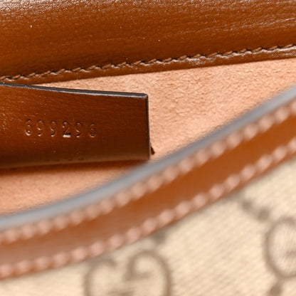 GG Supreme Monogram Mini Horsebit 1955 Shoulder Bag Beige Brown Sugar