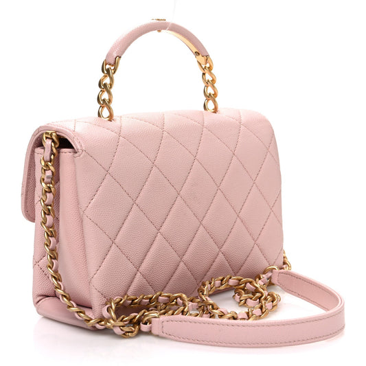 Caviar Quilted Small Carry Me Top Handle Flap Pink