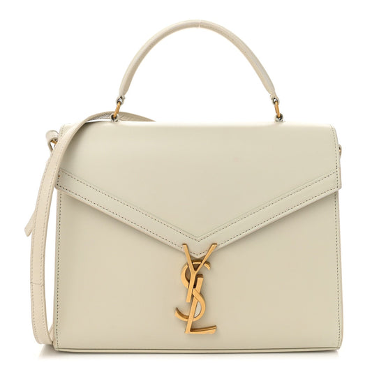 Smooth Calfskin Medium Classic Monogram Cassandra Top Handle Crema Soft Rouge Legion
