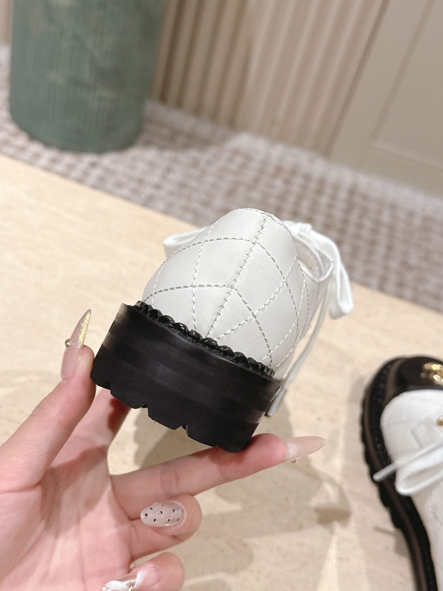 CC 26s Shoes 2cm Black White Quited Calfskin 583904