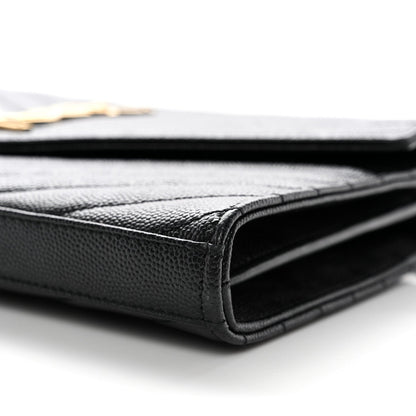 Grain De Poudre Matelasse Chevron Monogram Chain Wallet Black