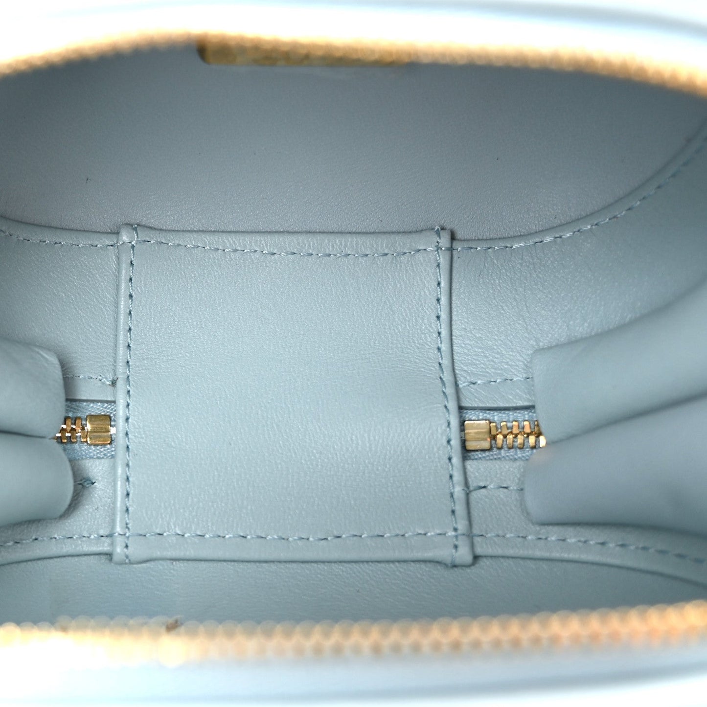 Lambskin Quilted CC Bubble Vanity Case With Chain Light Blue