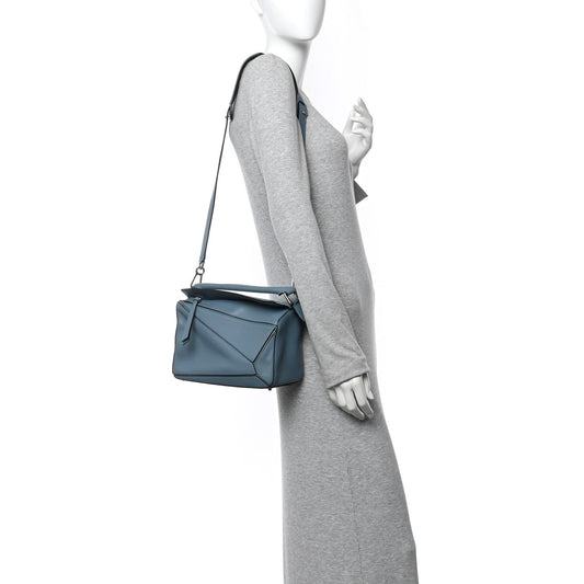 Calfskin Small Puzzle Bag Stone Blue