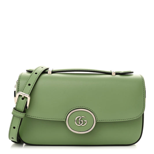 Senna Calfskin Petite GG Top Handle Shoulder Bag Green Soil Grass