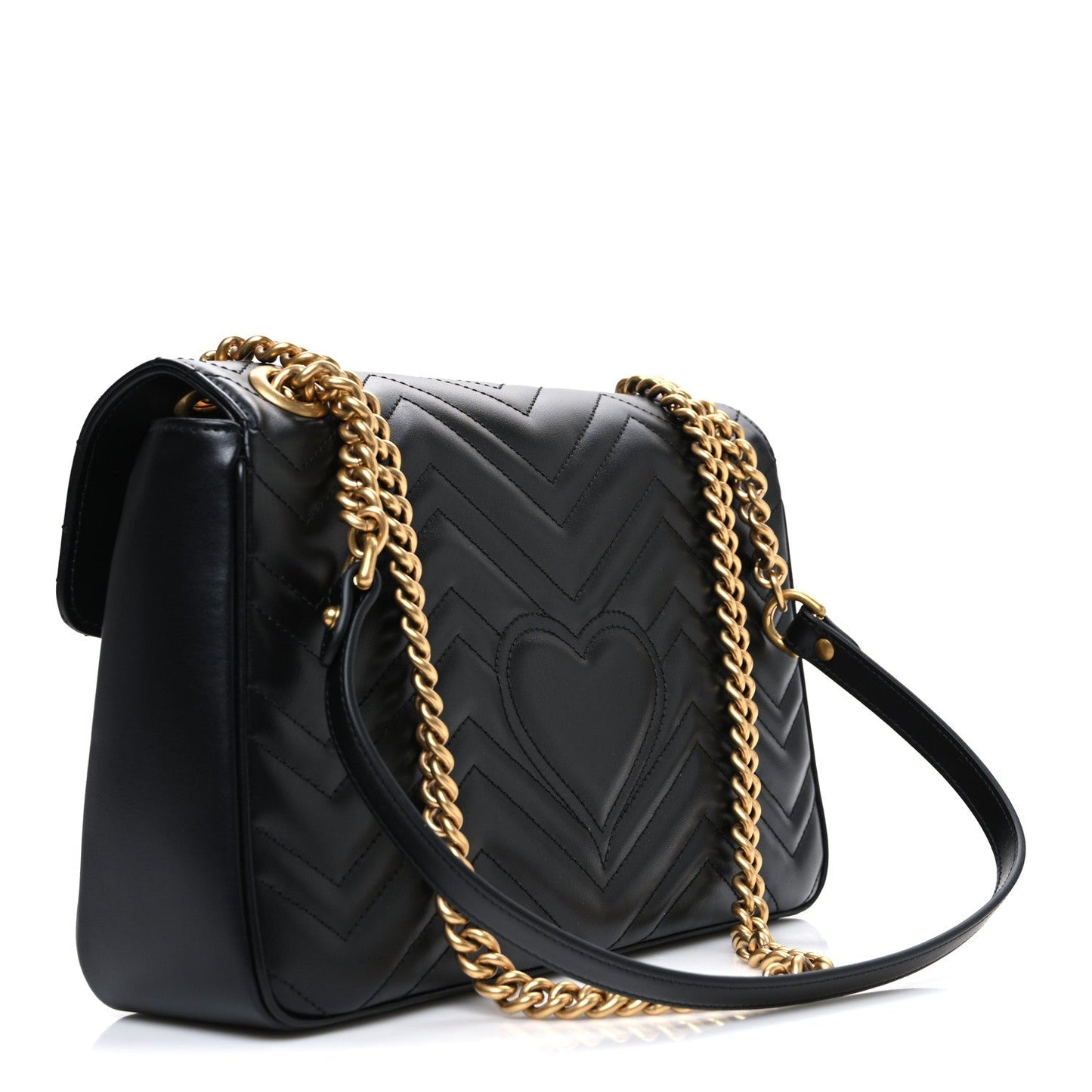 Calfskin Matelasse Medium GG Marmont Shoulder Bag Black