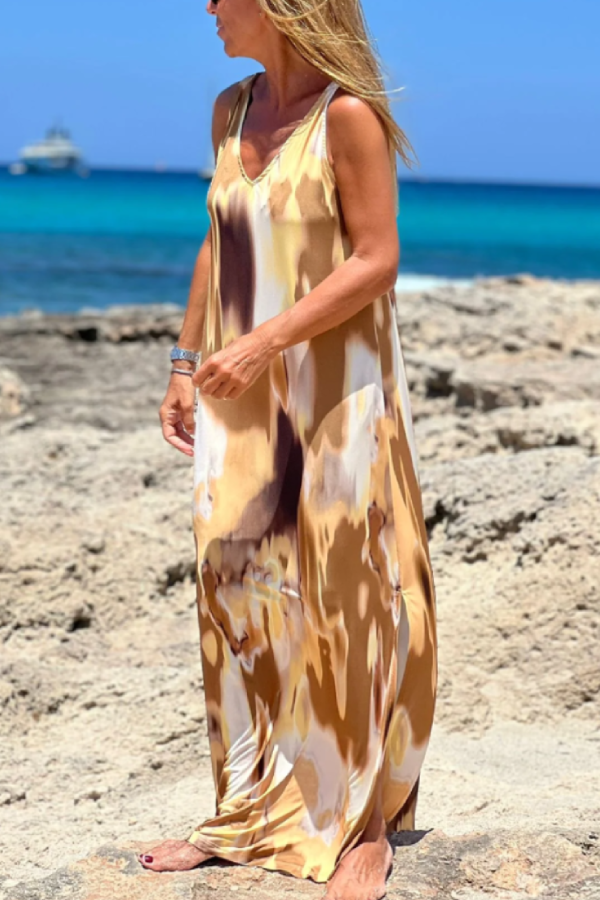 Vestido de tirantes estampado multicolor