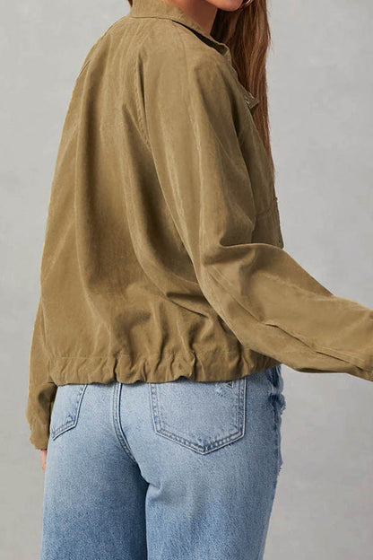 Chaqueta midi de dos bolsillos con múltiples botones y solapa de cuadros cepillados