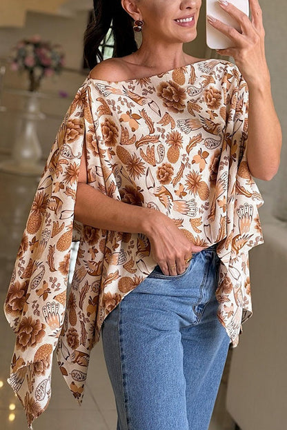 Blusa holgada con mangas murciélago y estampado único de Lisette (incluye top de tubo)