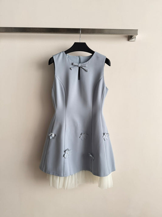 CC Bow-Tie Sleeveless Dress Light Blue Polyester 352969