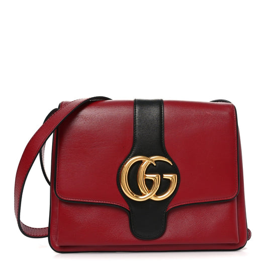 Calfskin Medium Arli Flap Shoulder Bag New Cherry Red Black
