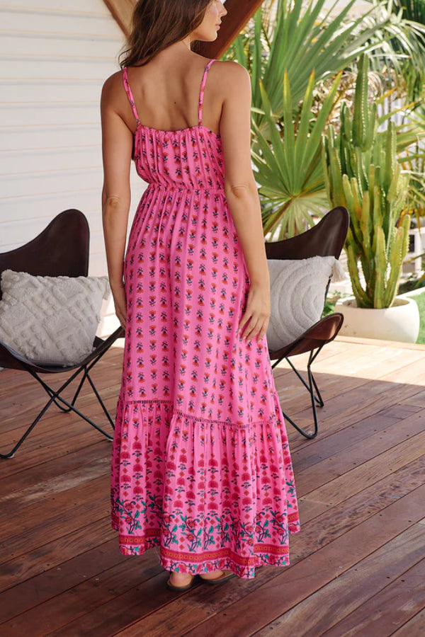 Vestido Avila con estampado romántico de frambuesa