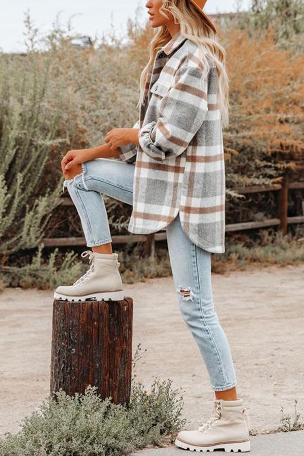 Chaqueta con bolsillos a cuadros