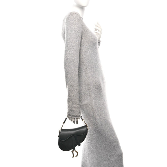 Supple Calfskin Mini Saddle Bag Black