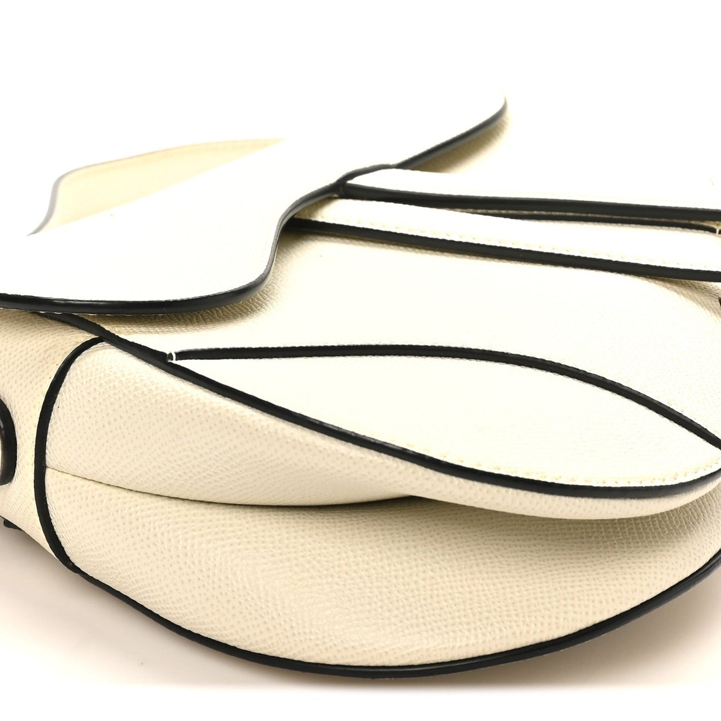 Grained Calfskin Saddle Bag White