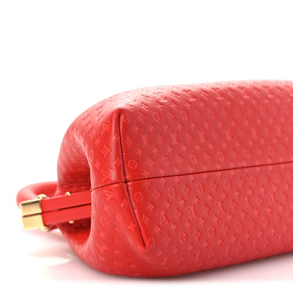 Calfskin Nanogram Embossed Clutch Red
