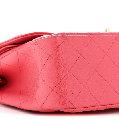 Caviar Quilted Jumbo Double Flap Dark Pink