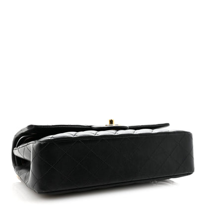 Lambskin Quilted Medium Double Flap Black