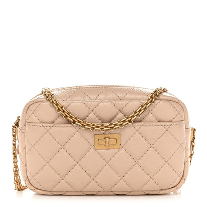 Aged Calfskin Quilted Mini Reissue Camera Case Beige Clair