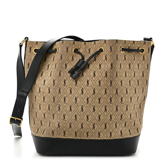 Canvas All-Over Monogram Bucket Bag Black