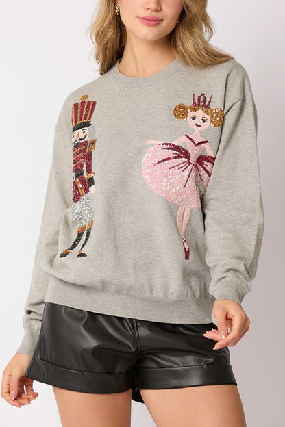 Sudadera casual de moda con lentejuelas de soldado navideño