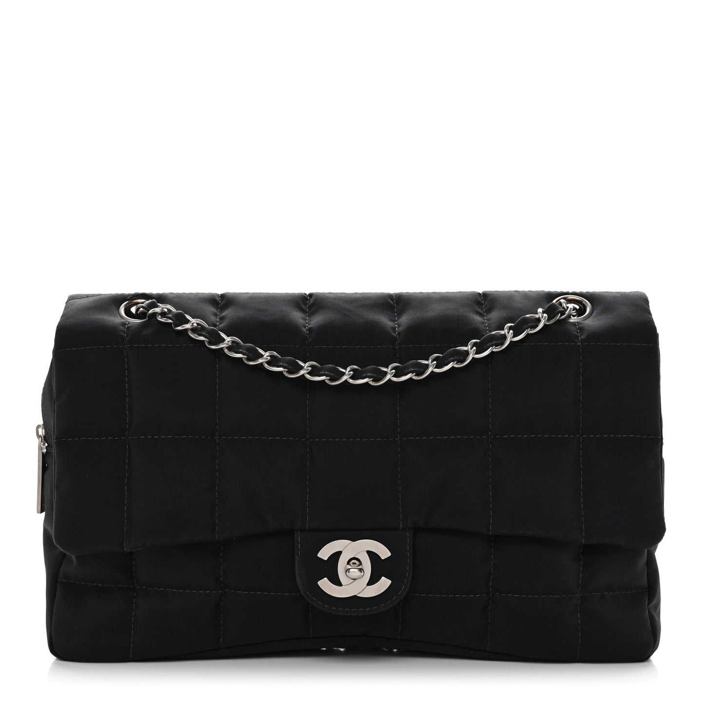 Nylon Square Quilted Flap Black