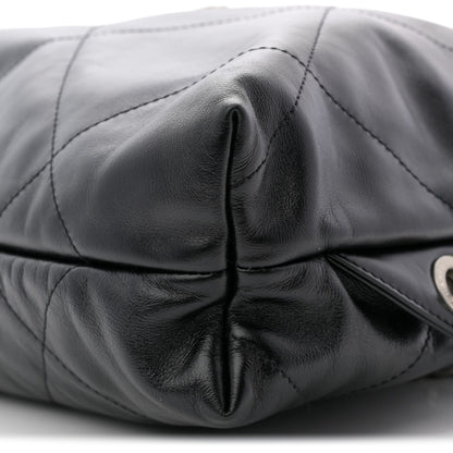 Shiny Calfskin Quilted Chanel 22 Backpack Black