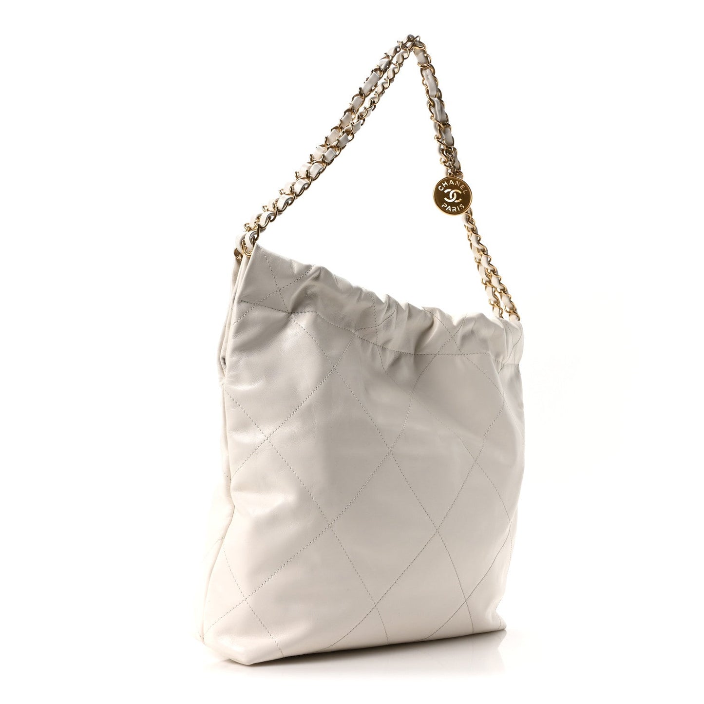Shiny Calfskin Quilted Small Chanel 22 White
