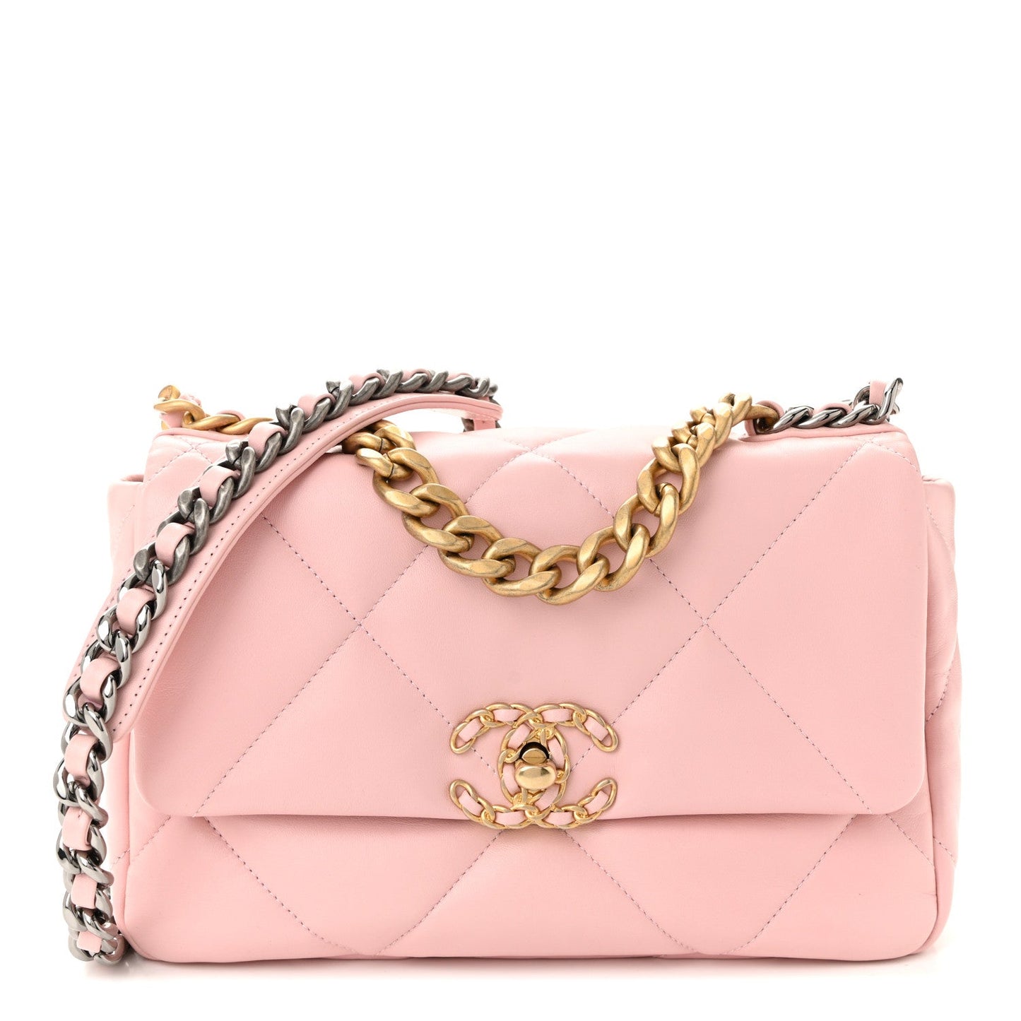 Lambskin Quilted Medium Chanel 19 Flap Light Pink